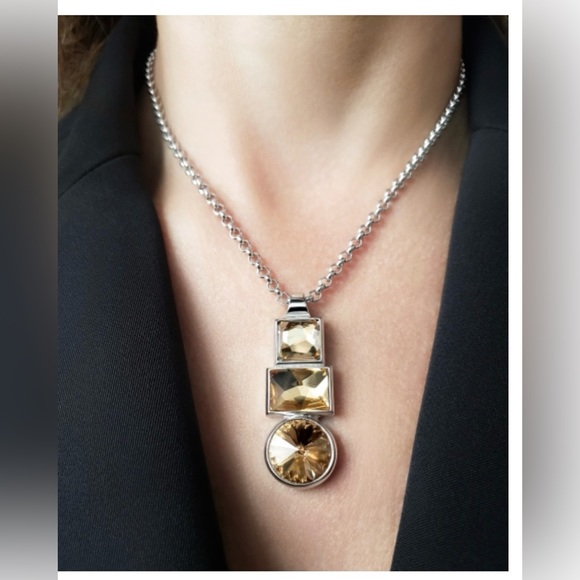 MYKA- RABAT SWAROVSKI Golden Yellow CRYSTAL NECKLACE & Bracelet - Picture 3 of 9